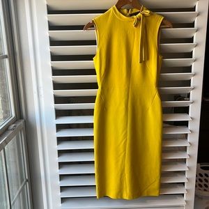 Zara midi yellow dress with bow detail
